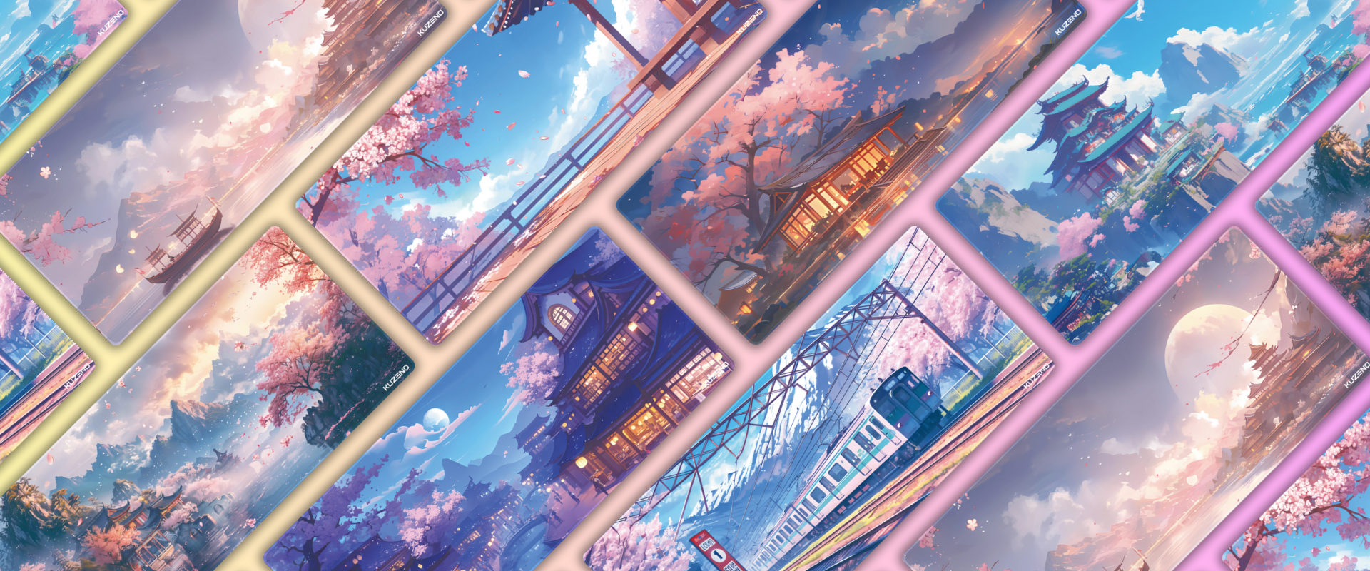 Kuzeno Sakura Collection featured on the homepage, showcasing a range of beautifully designed mousepads inspired by cherry blossoms and serene landscapes.